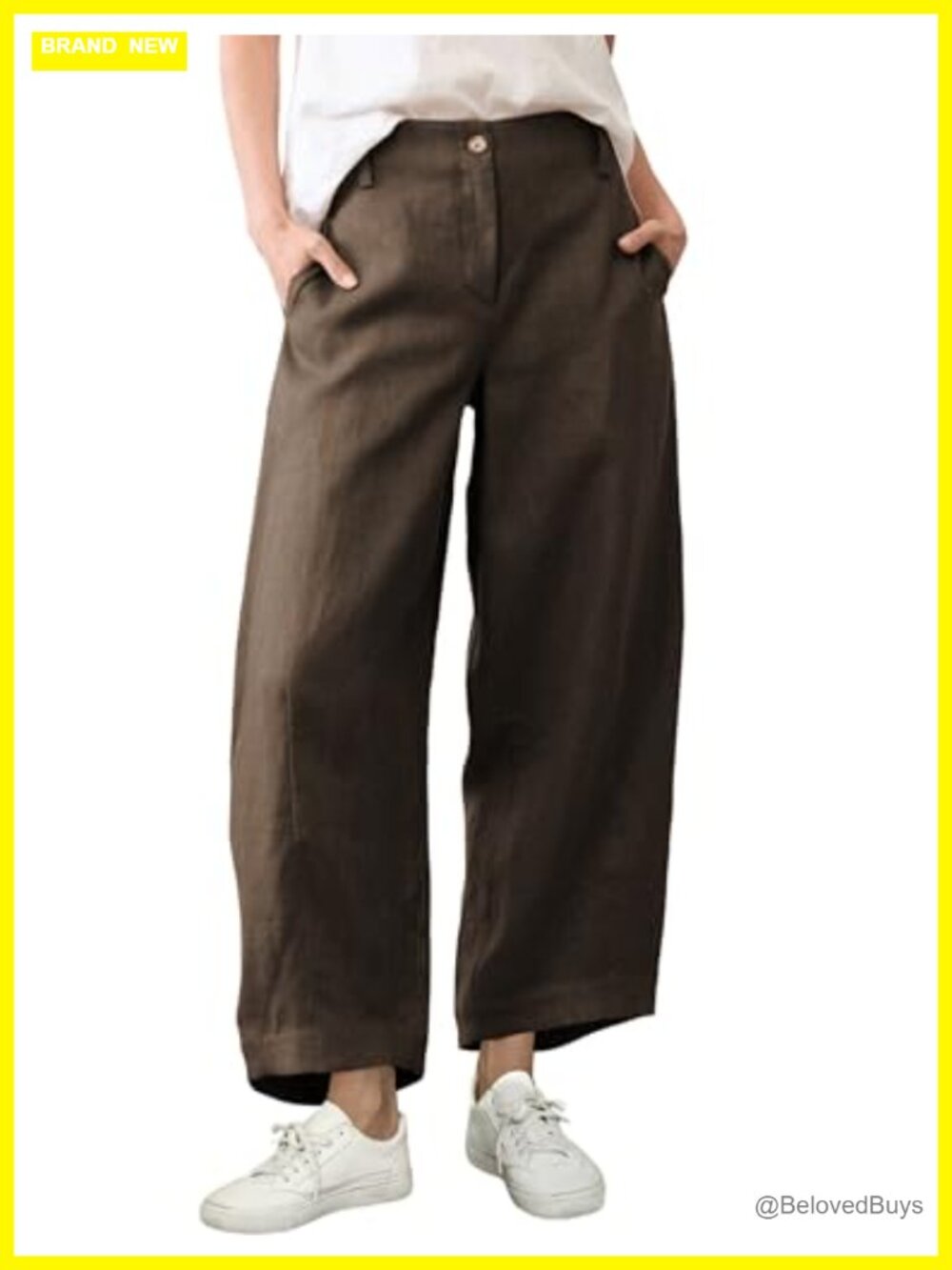 Cotton Linen Barrel Pants High Waisted Wide Leg Trousers